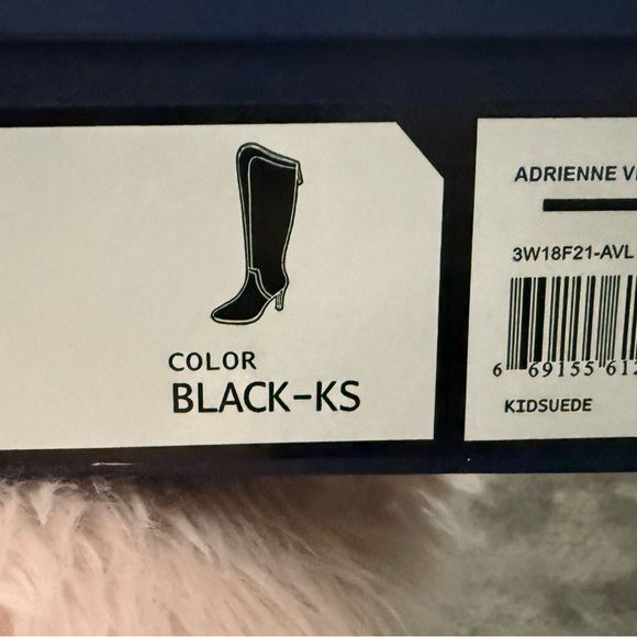 Adrienne Sleek Black Suede Knee High Boots with Leather Trim 3” heels - Picture 6 of 6